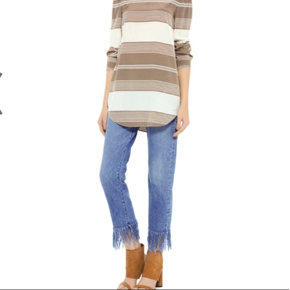 3x1 NYC Straight Crop Fringe Stella Blue Jeans Country Rock 26 New w tags - Picture 3 of 11